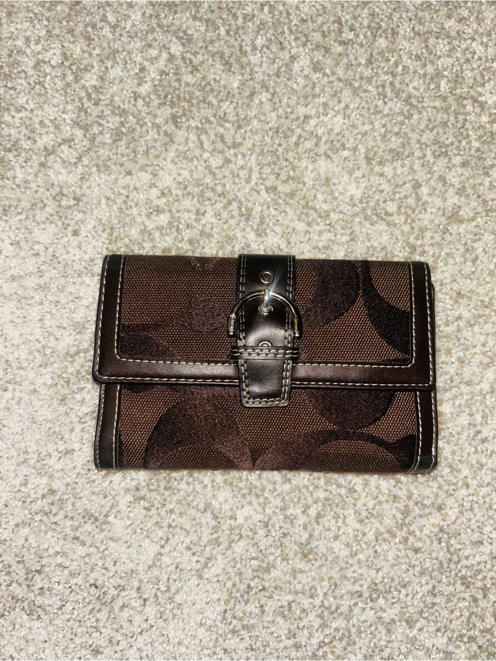 Coach Brown Signature Buckle Continental Wallet